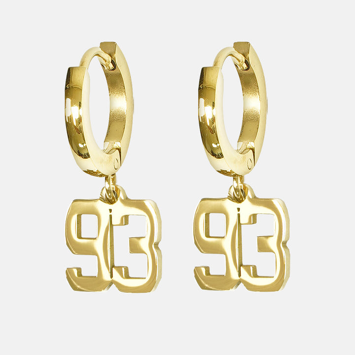 93 Number Earring - Gold Plated Stainless Steel