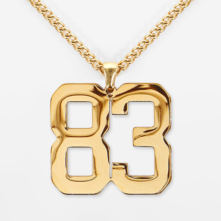 83 Number Pendant with Chain Necklace - Gold Plated Stainless Steel