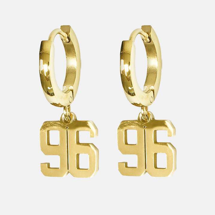 96 Number Earring - Gold Plated Stainless Steel