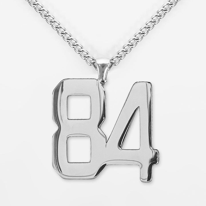 84 Number Pendant with Chain Necklace - Stainless Steel