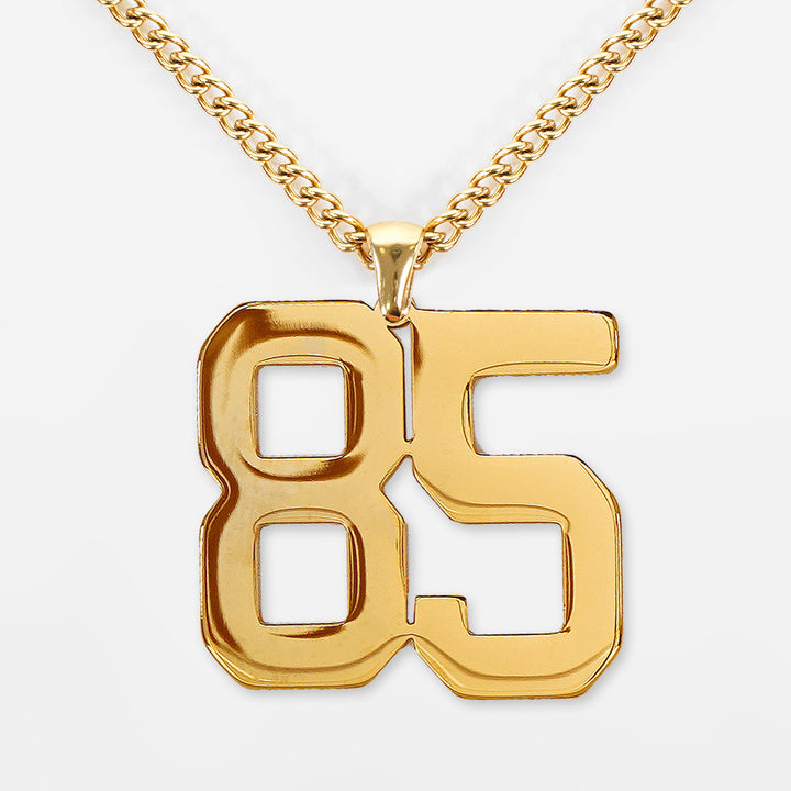 85 Number Pendant with Chain Necklace - Gold Plated Stainless Steel