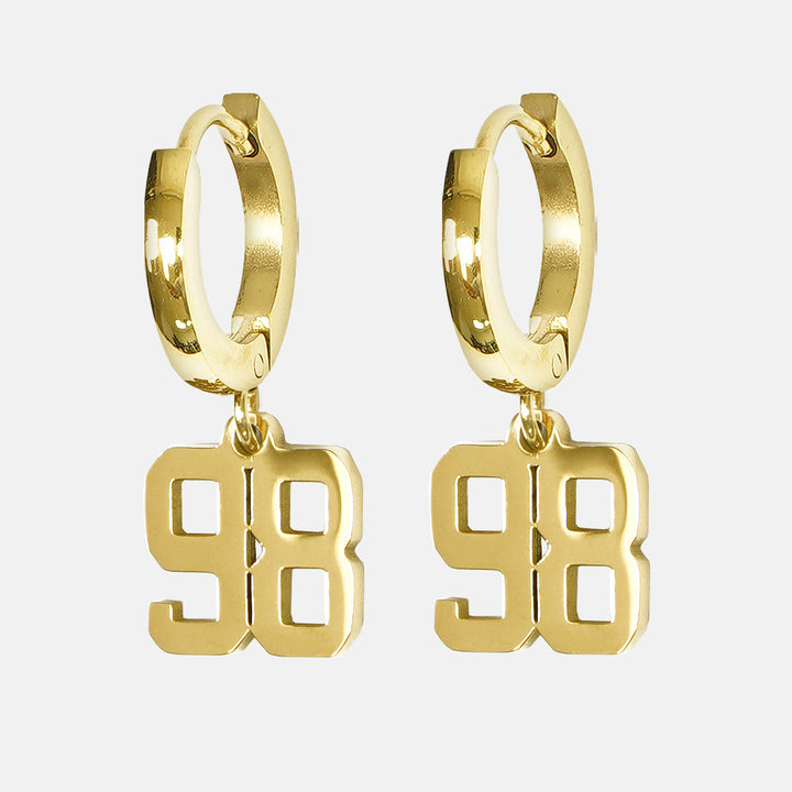 98 Number Earring - Gold Plated Stainless Steel