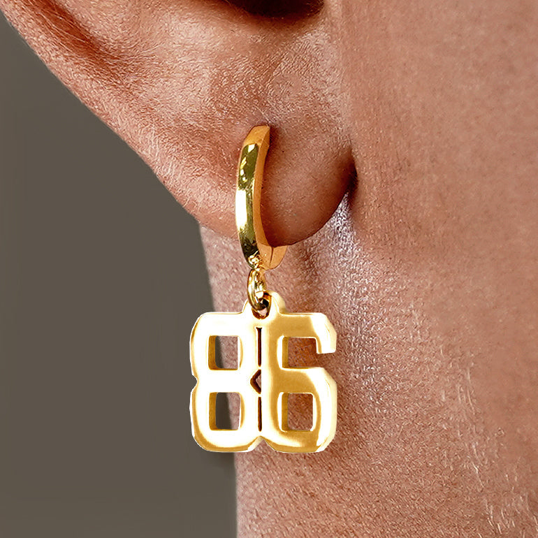 86 Number Earring - Gold Plated Stainless Steel