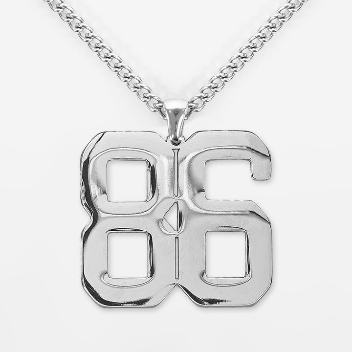 86 Number Pendant with Chain Necklace - Stainless Steel