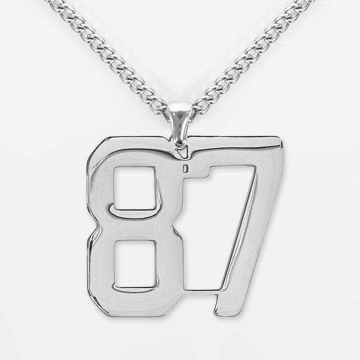 87 Number Pendant with Chain Necklace - Stainless Steel