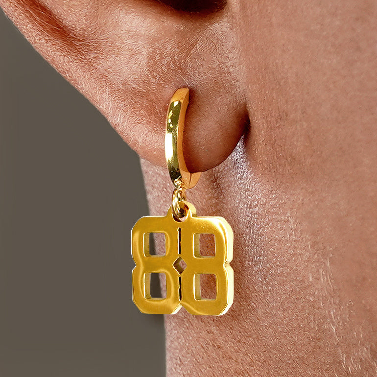 88 Number Earring - Gold Plated Stainless Steel