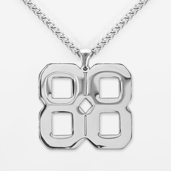 88 Number Pendant with Chain Necklace - Stainless Steel