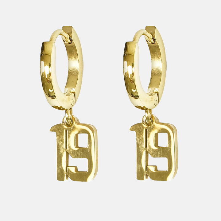 19 Number Earring - Gold Plated Stainless Steel