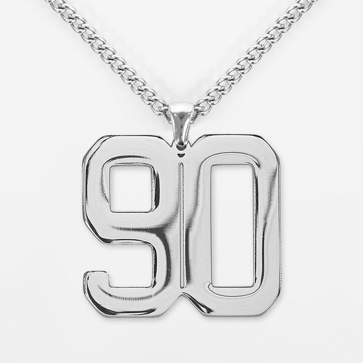 90 Number Pendant with Chain Necklace - Stainless Steel