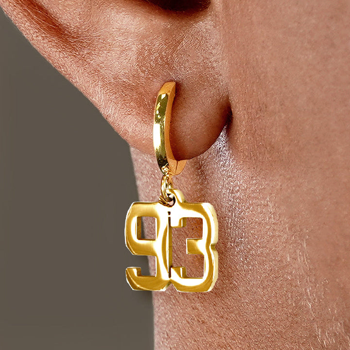 93 Number Earring - Gold Plated Stainless Steel