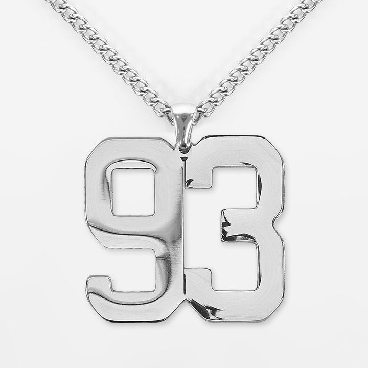 93 Number Pendant with Chain Necklace - Stainless Steel