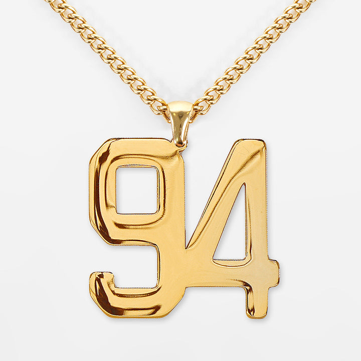 94 Number Pendant with Chain Necklace - Gold Plated Stainless Steel