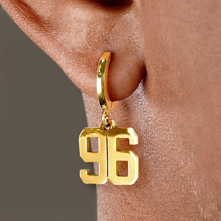 96 Number Earring - Gold Plated Stainless Steel