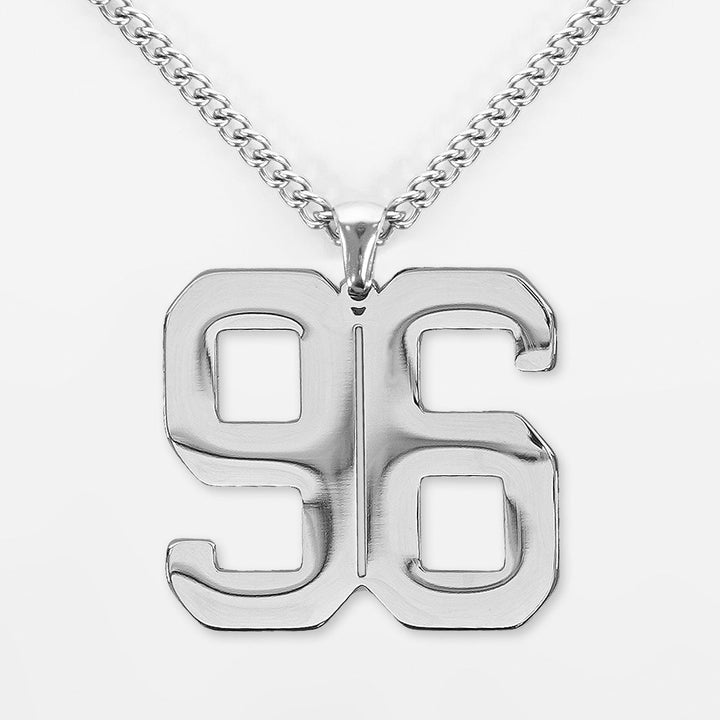 96 Number Pendant with Chain Necklace - Stainless Steel