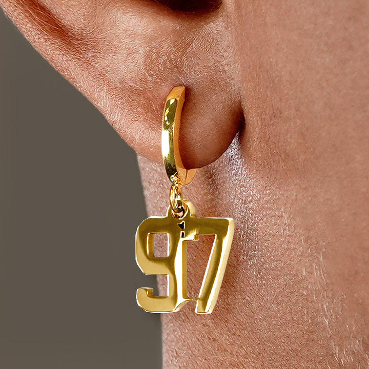 97 Number Earring - Gold Plated Stainless Steel