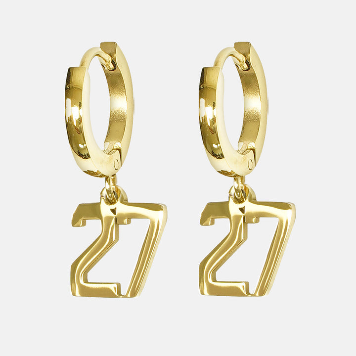 27 Number Earring - Gold Plated Stainless Steel