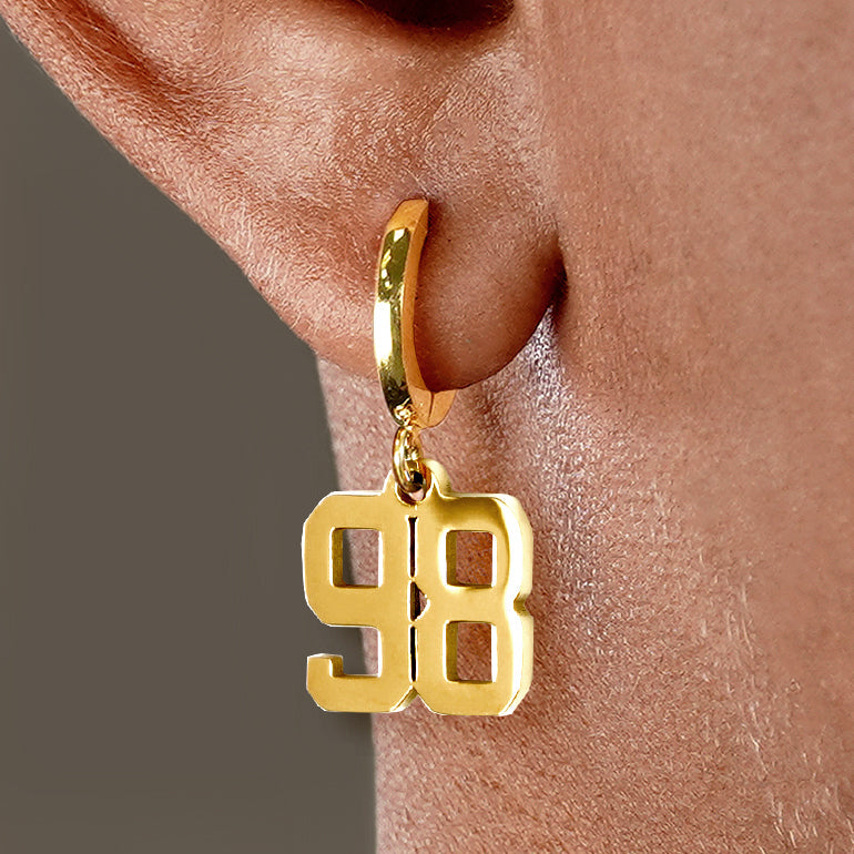 98 Number Earring - Gold Plated Stainless Steel