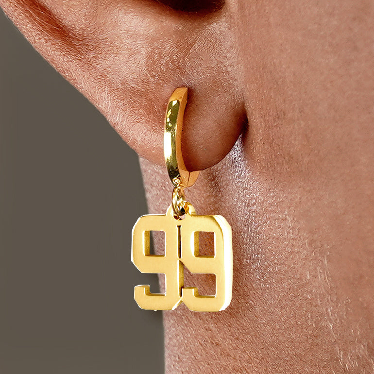 99 Number Earring - Gold Plated Stainless Steel