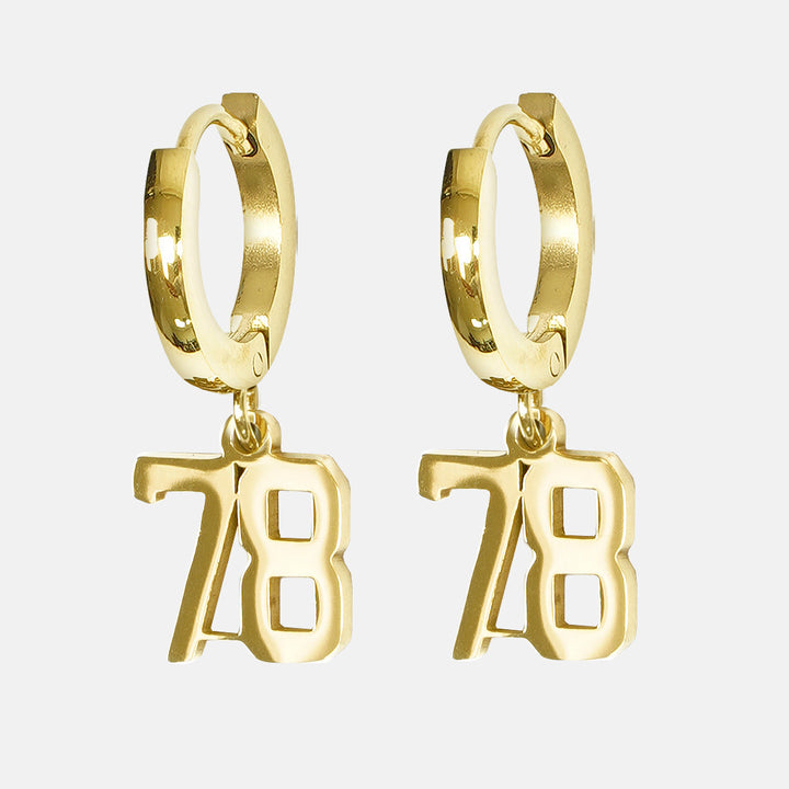 78 Number Earring - Gold Plated Stainless Steel