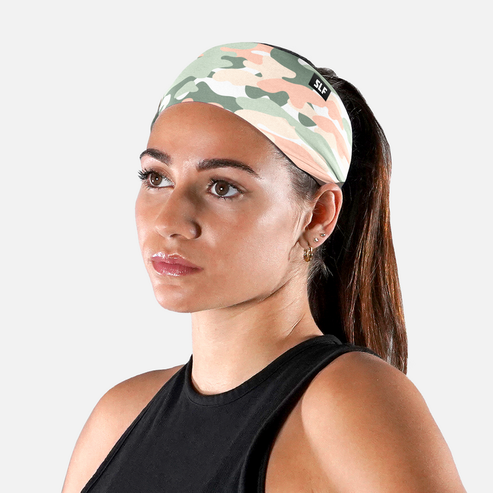 Camo Pastel Green Pink Headband