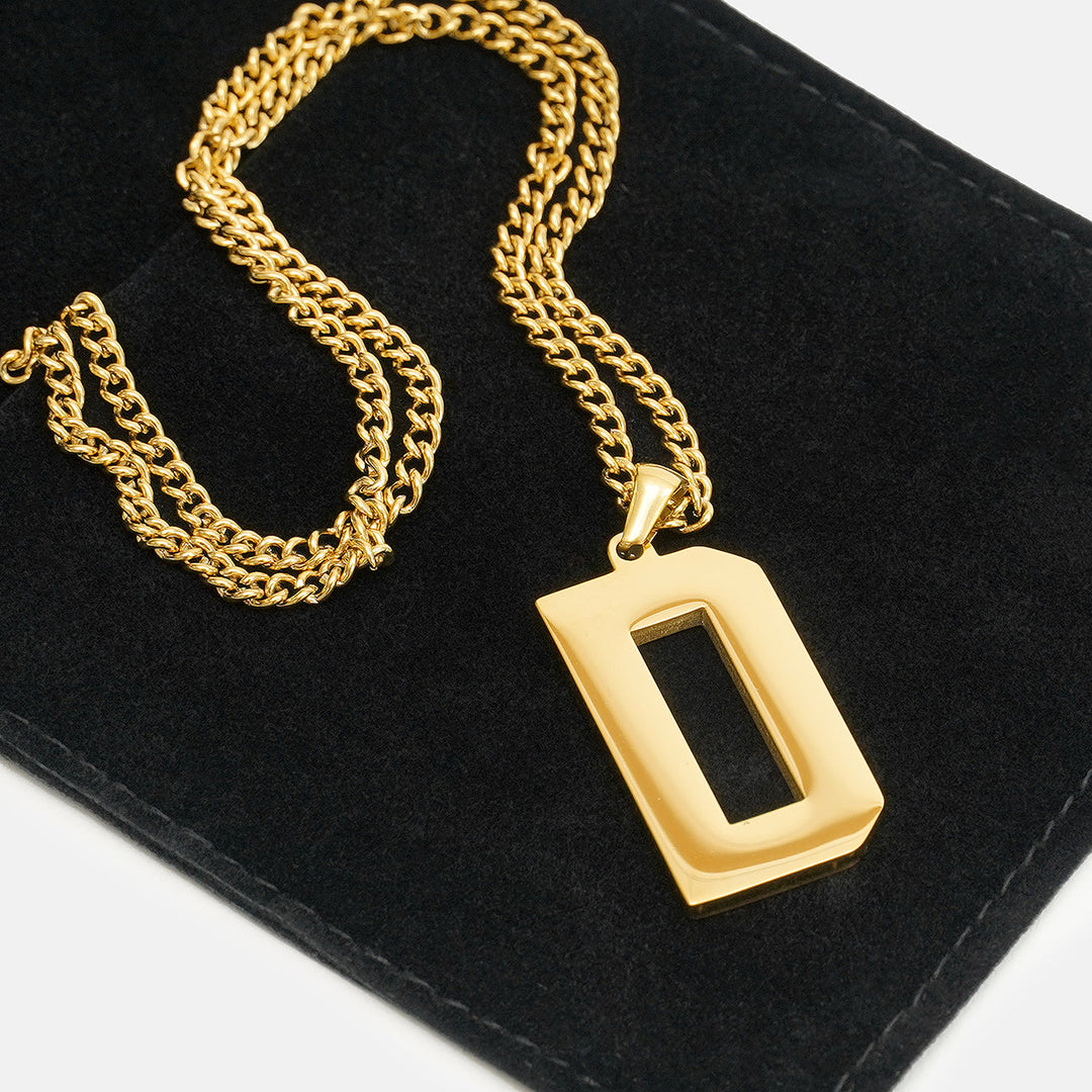 D Letter Pendant with Chain Necklace - Gold Plated Stainless Steel