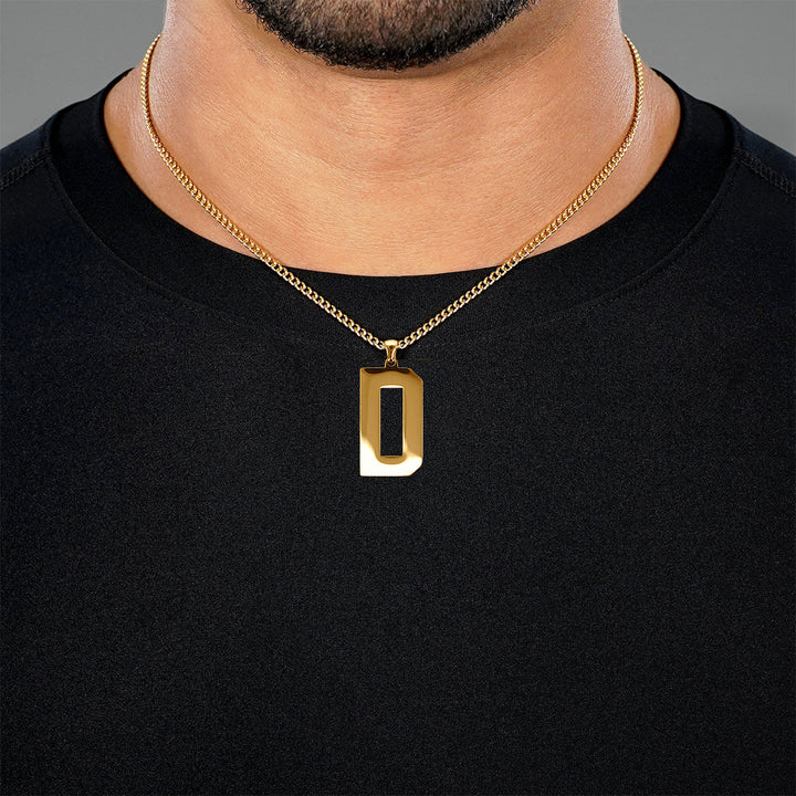 D Letter Pendant with Chain Necklace - Gold Plated Stainless Steel