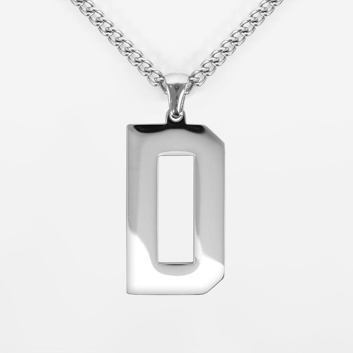 D Letter Pendant with Chain Necklace - Stainless Steel