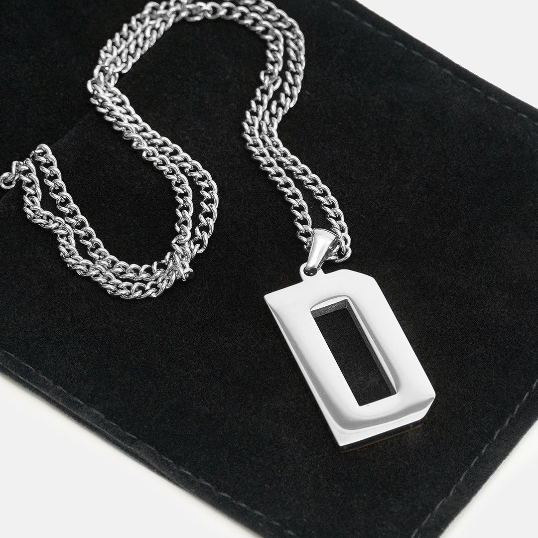 D Letter Pendant with Chain Necklace - Stainless Steel