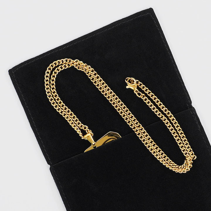 34 Number Pendant with Chain Necklace - Gold Plated Stainless Steel