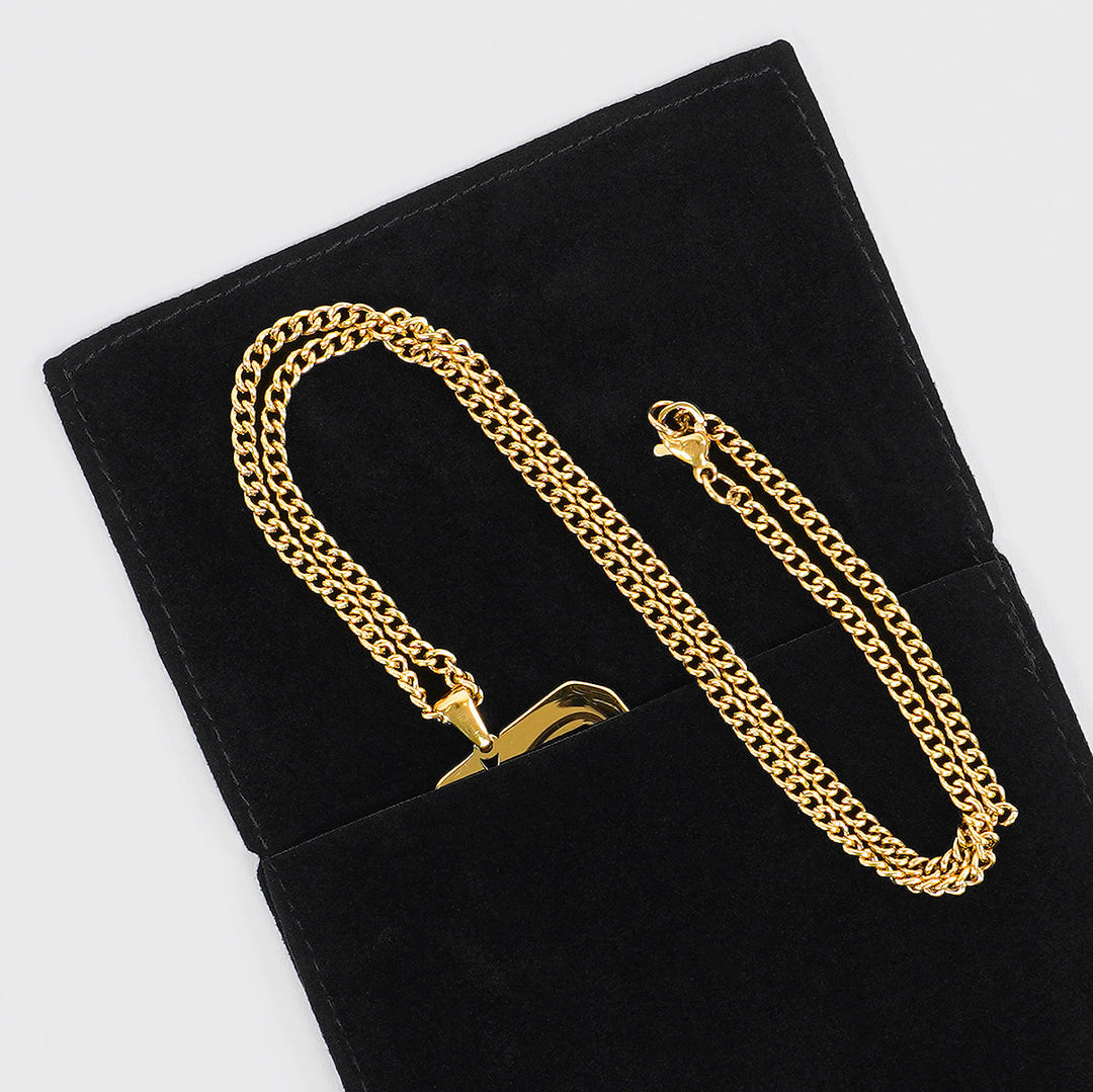 40 Number Pendant with Chain Necklace - Gold Plated Stainless Steel