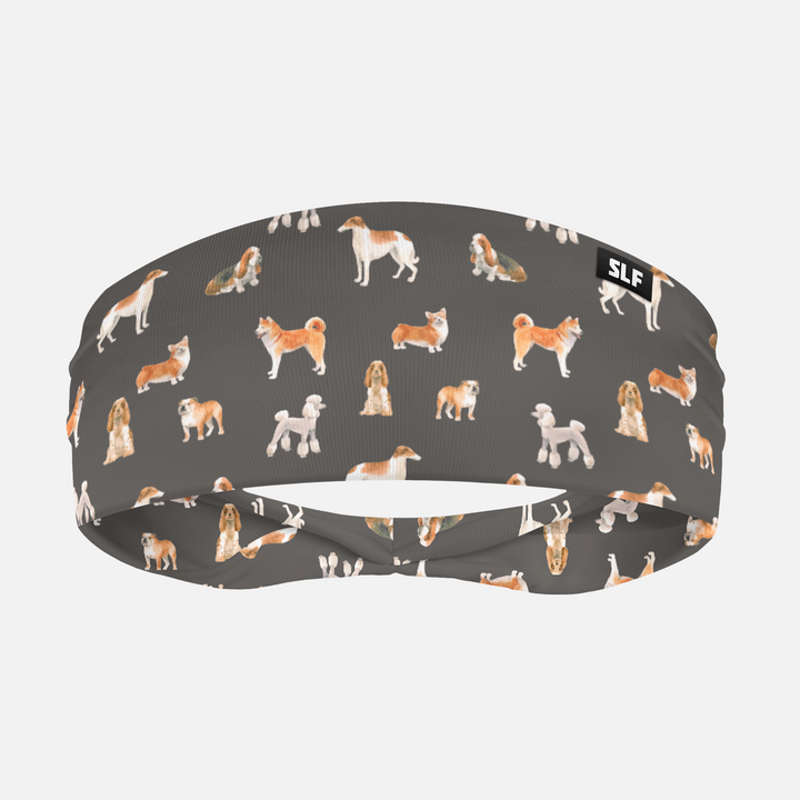 Dog Breeds Gray Headband