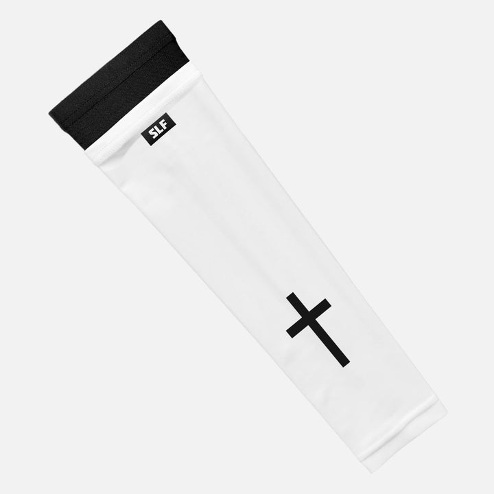 Faith Cross White Black Double Arm Sleeve