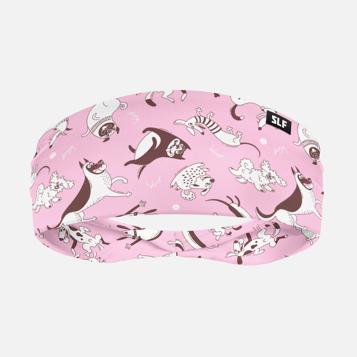 Funny Dogs Pattern Pink Headband