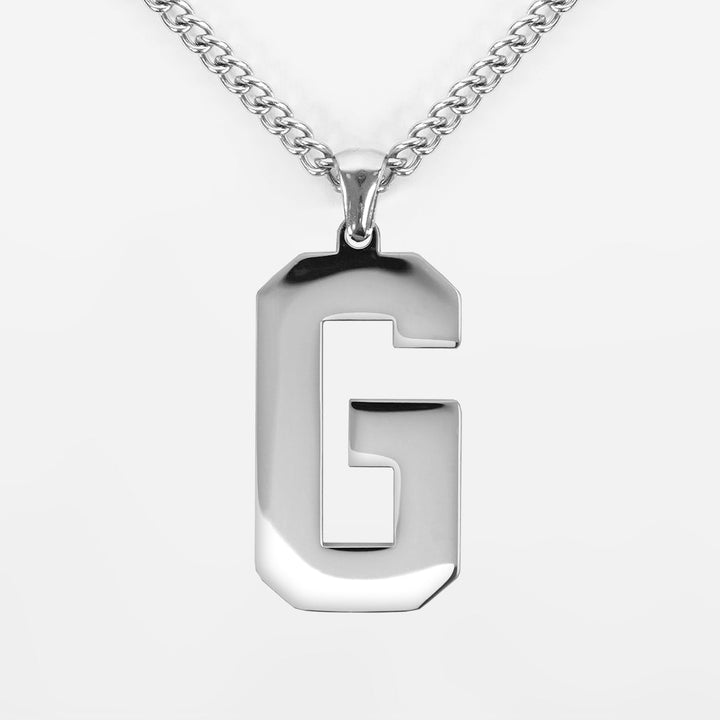 G Letter Pendant with Chain Necklace - Stainless Steel