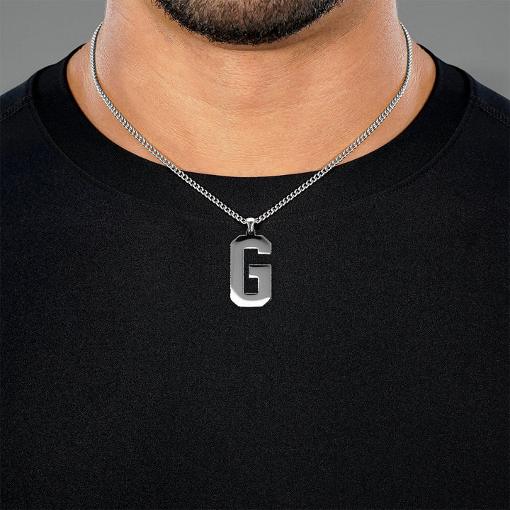 G Letter Pendant with Chain Necklace - Stainless Steel