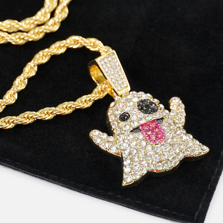 Ghost 1¼" Pendant with Chain Necklace - Gold Plated Stainless Steel