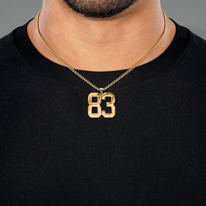 83 Number Pendant with Chain Necklace - Gold Plated Stainless Steel