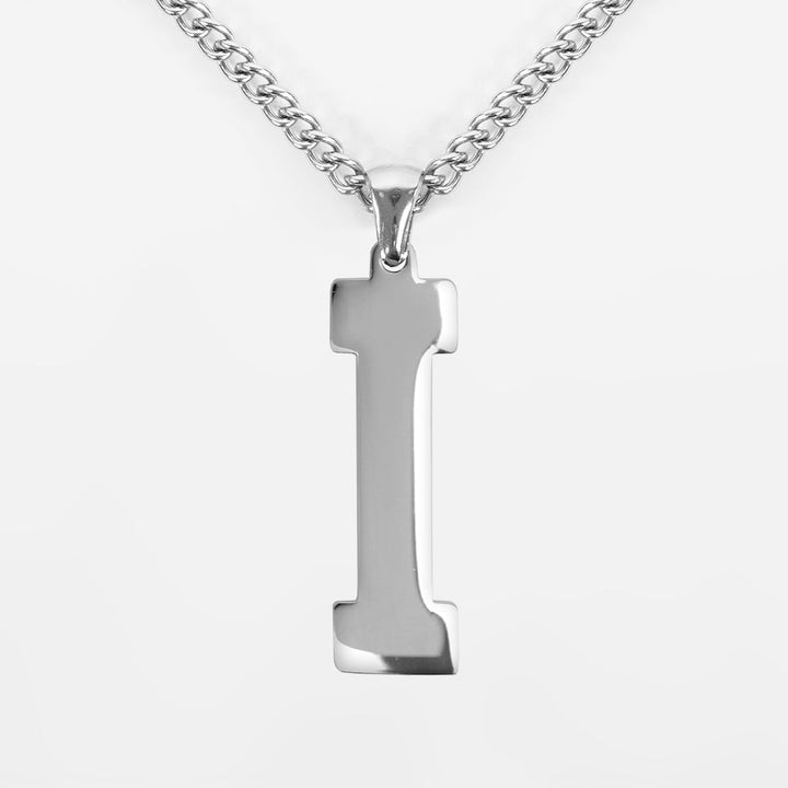 I Letter Pendant with Chain Necklace - Stainless Steel