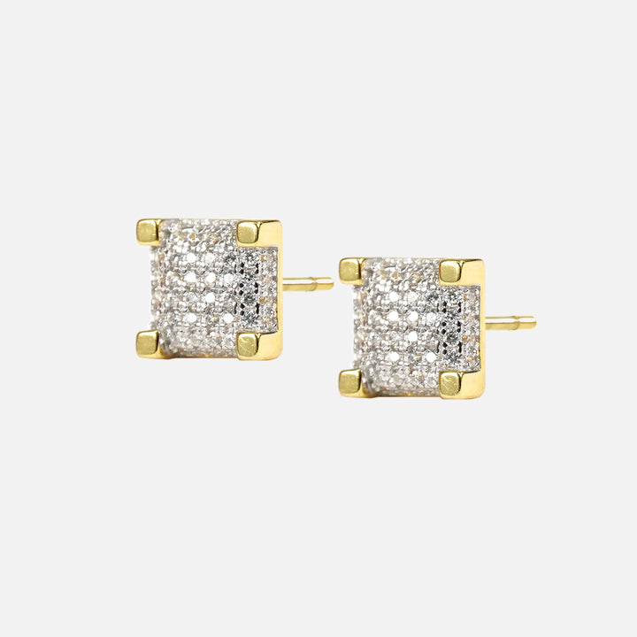 Iced Out Box 8mm Earrings Sterling Silver