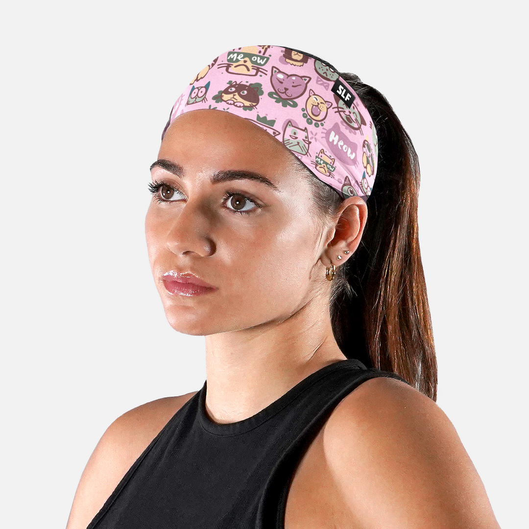 Meow Cats Pattern Pink Headband