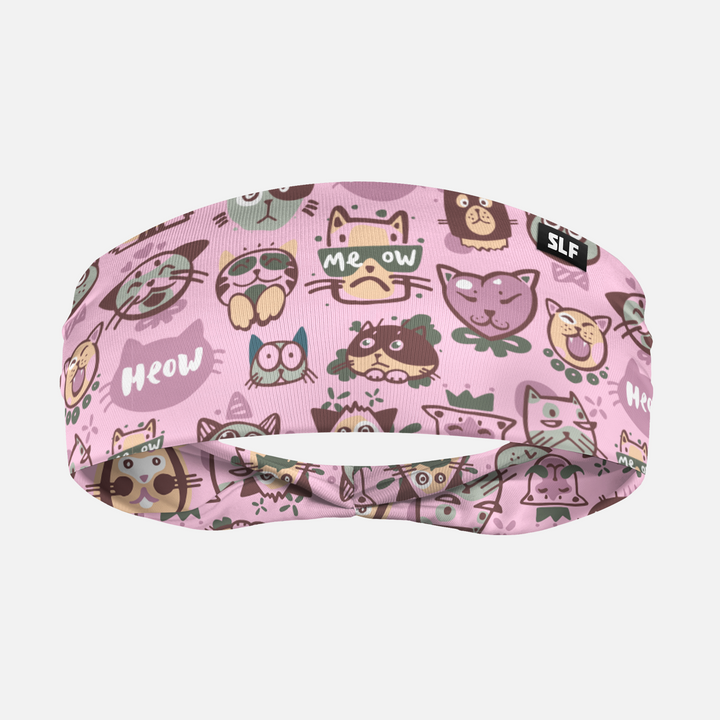 Meow Cats Pattern Pink Headband