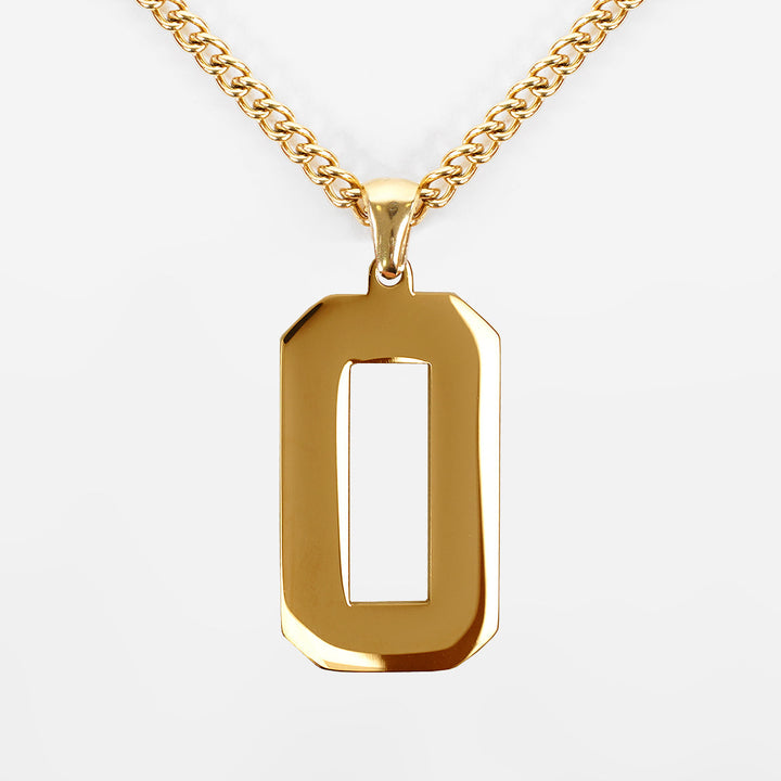 O Letter Pendant with Chain Necklace - Gold Plated Stainless Steel