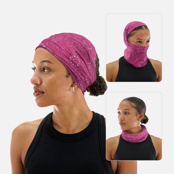 Pink Paisley and Flowers Neck Gaiter