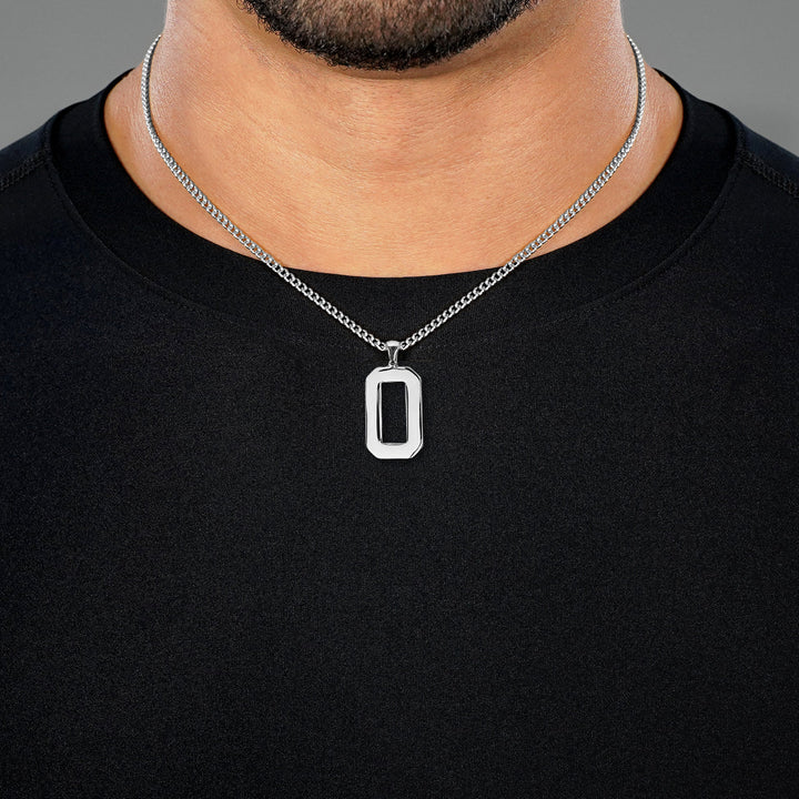 0 Number Pendant with Chain Necklace - Stainless Steel