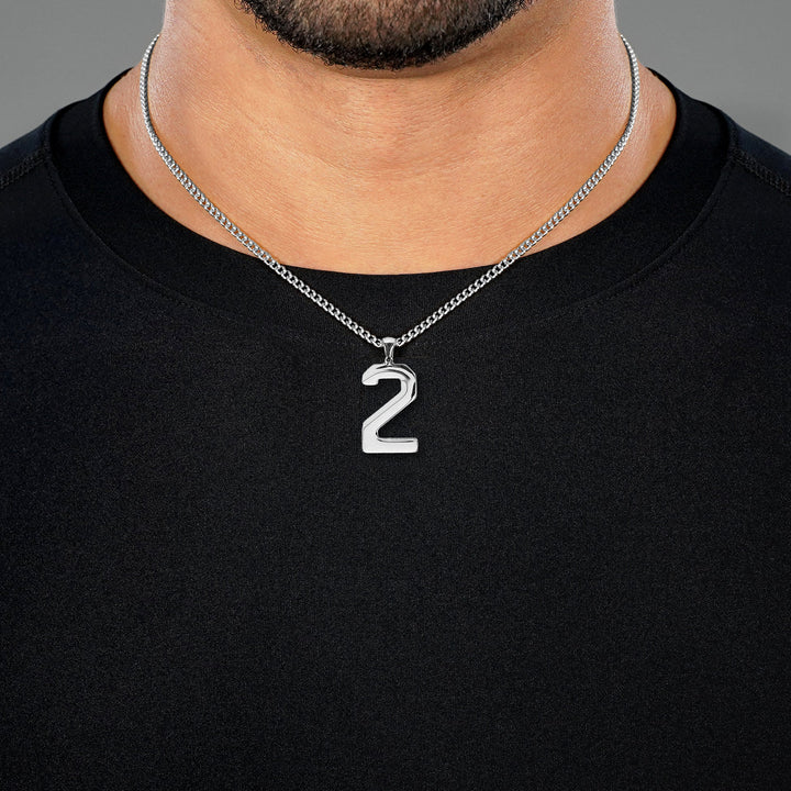 2 Number Pendant with Chain Necklace - Stainless Steel