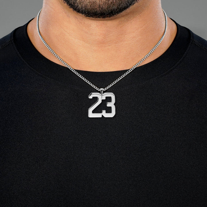 23 Number Pendant with Chain Necklace - Stainless Steel