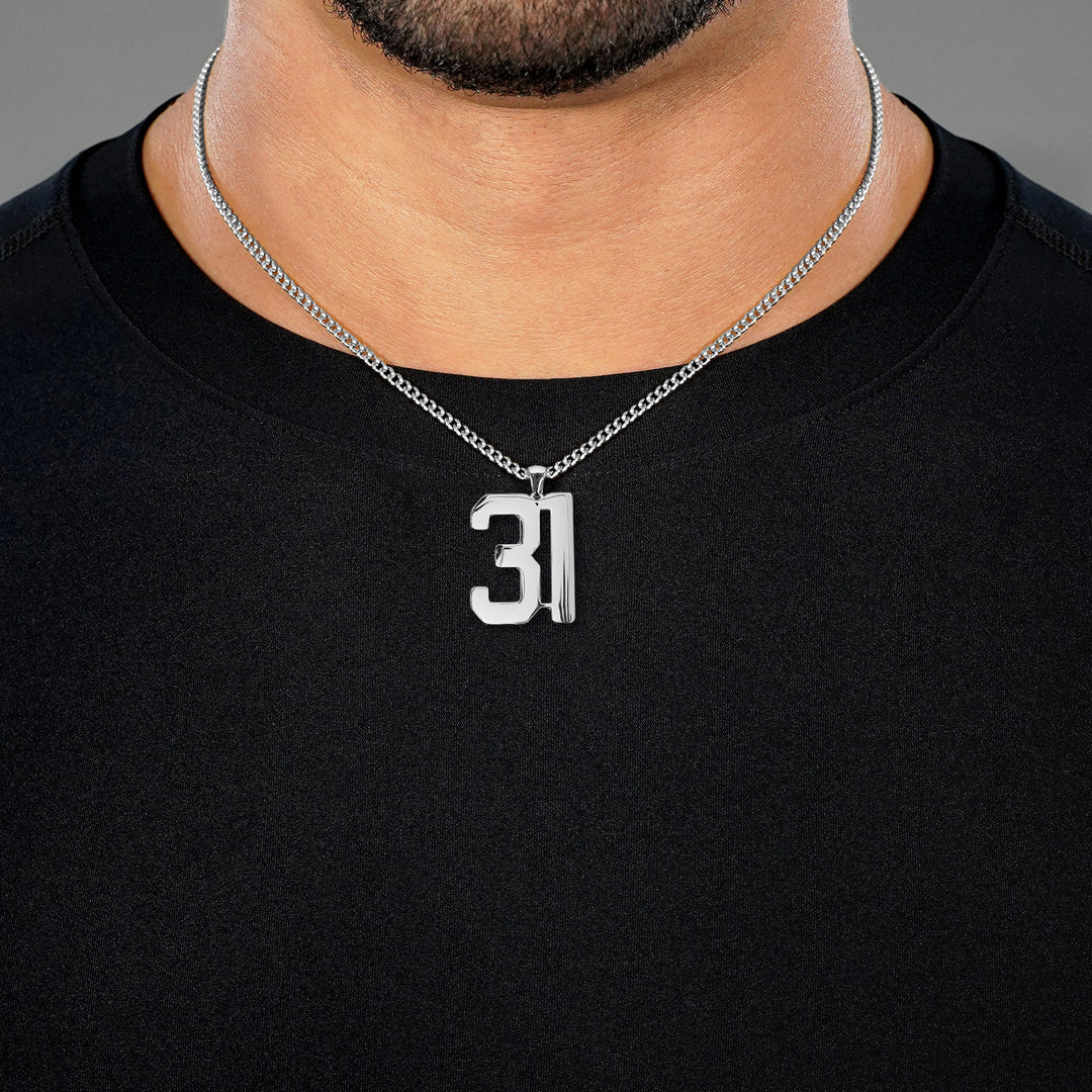 31 Number Pendant with Chain Necklace - Stainless Steel