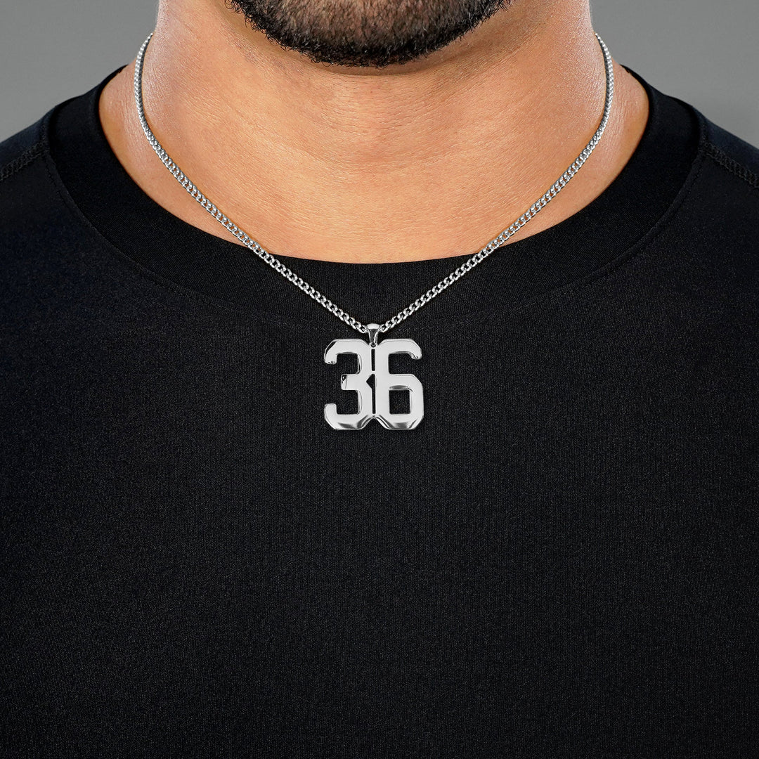 36 Number Pendant with Chain Necklace - Stainless Steel