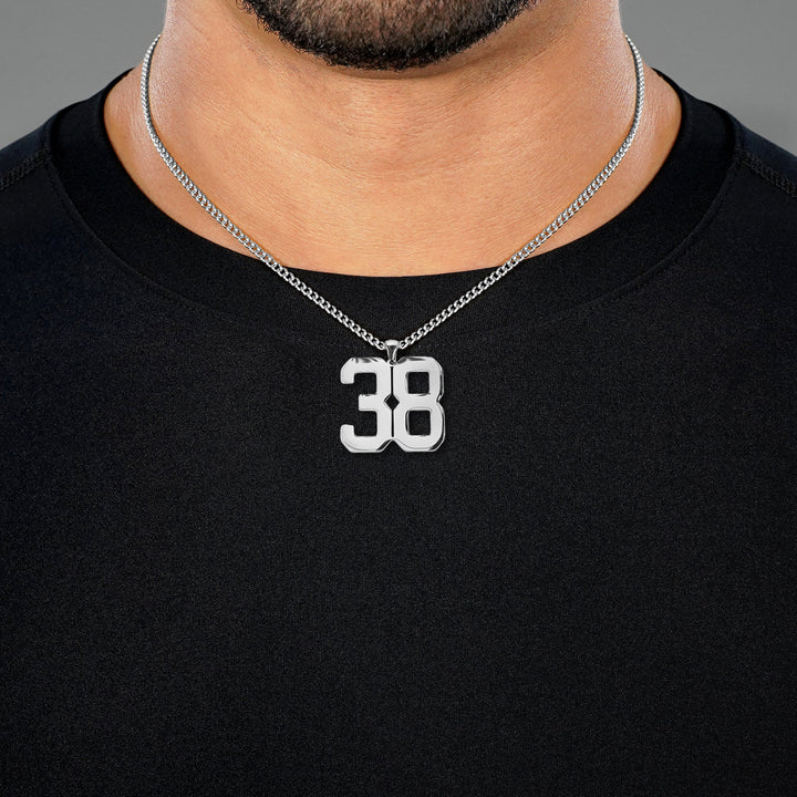 38 Number Pendant with Chain Necklace - Stainless Steel