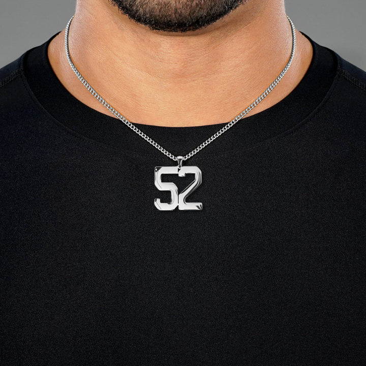 52 Number Pendant with Chain Necklace - Stainless Steel